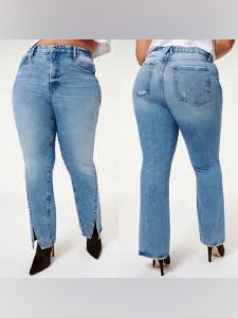 Good American Good Boy Twist Slit Denim Blue Jeans Plus Size 28 new